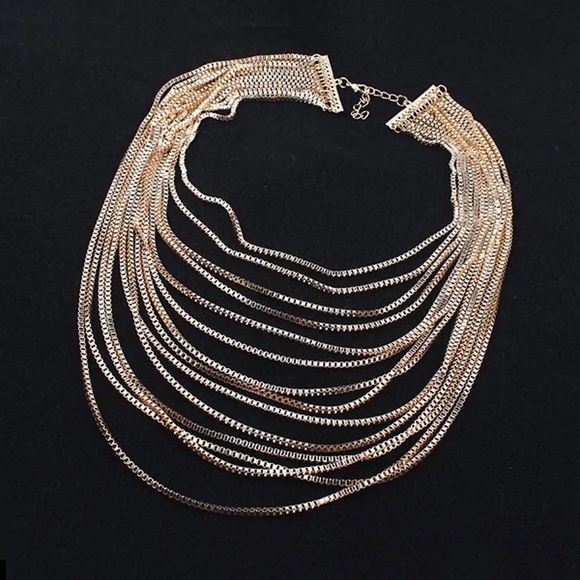 Gold Multi-Chain Layered Necklace - Picture 6 of 6